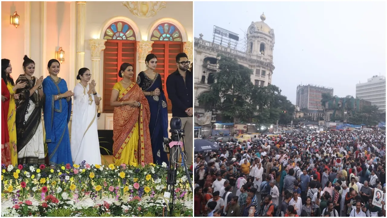 Droher Carnival,Durga Puja 2024, Puja Carnival 2024,Puja Carnival, Mamata Banerjee, Junior Doctor's Movement,দ্রোহের কার্নিভাল, দুর্গাপুজো ২০২৪,পুজো কার্নিভাল,মমতা বন্দ্যোপাধ্যায়,জুনিয়র ডাক্তারদের আন্দোলন