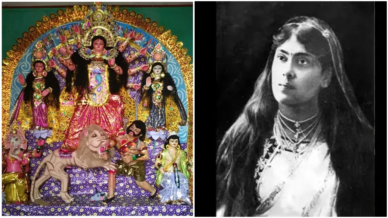 Durga Puja, Sarala Devi Chaudhurani, দুর্গাপুজো, সরলাদেবী চৌধুরানী