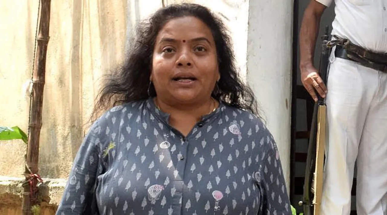 Ratna chatterjee after getting bail. express photo