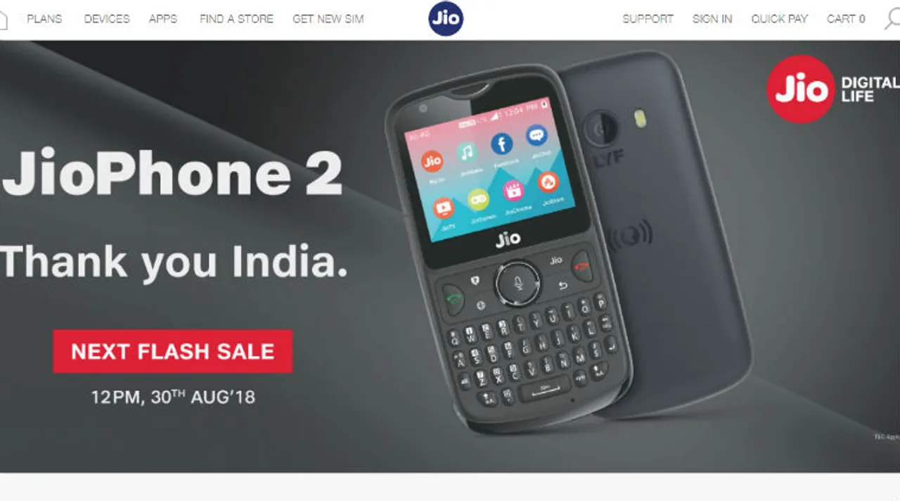 Reliance Jio Phone 2 sale today on Jio.com