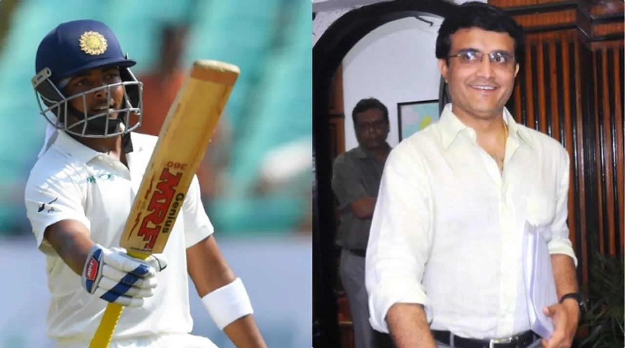 Prithvi Shaw and Sourav Ganguly