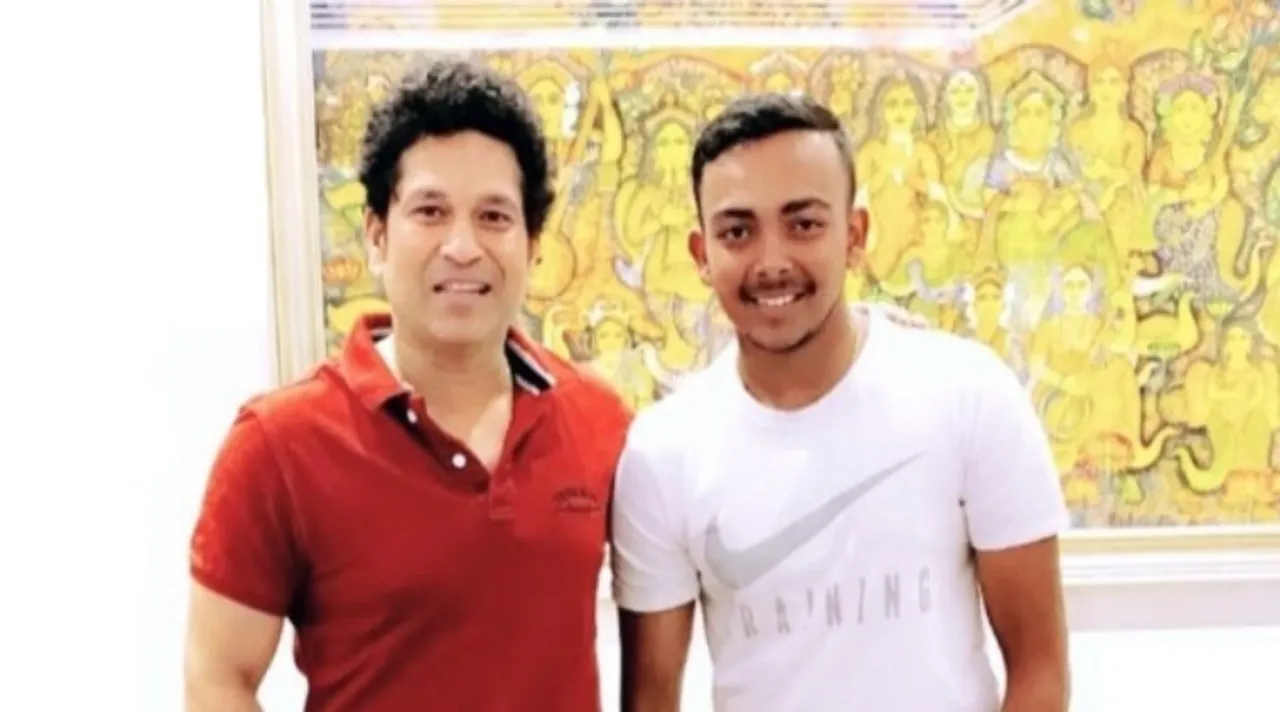 Prithvi Shaw and Sachin Tendulkar