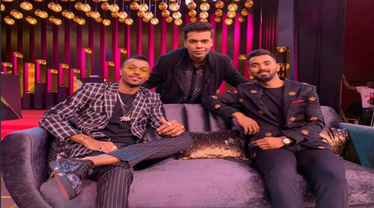 KL Rahul and Hardik Pandya with Karan Johar