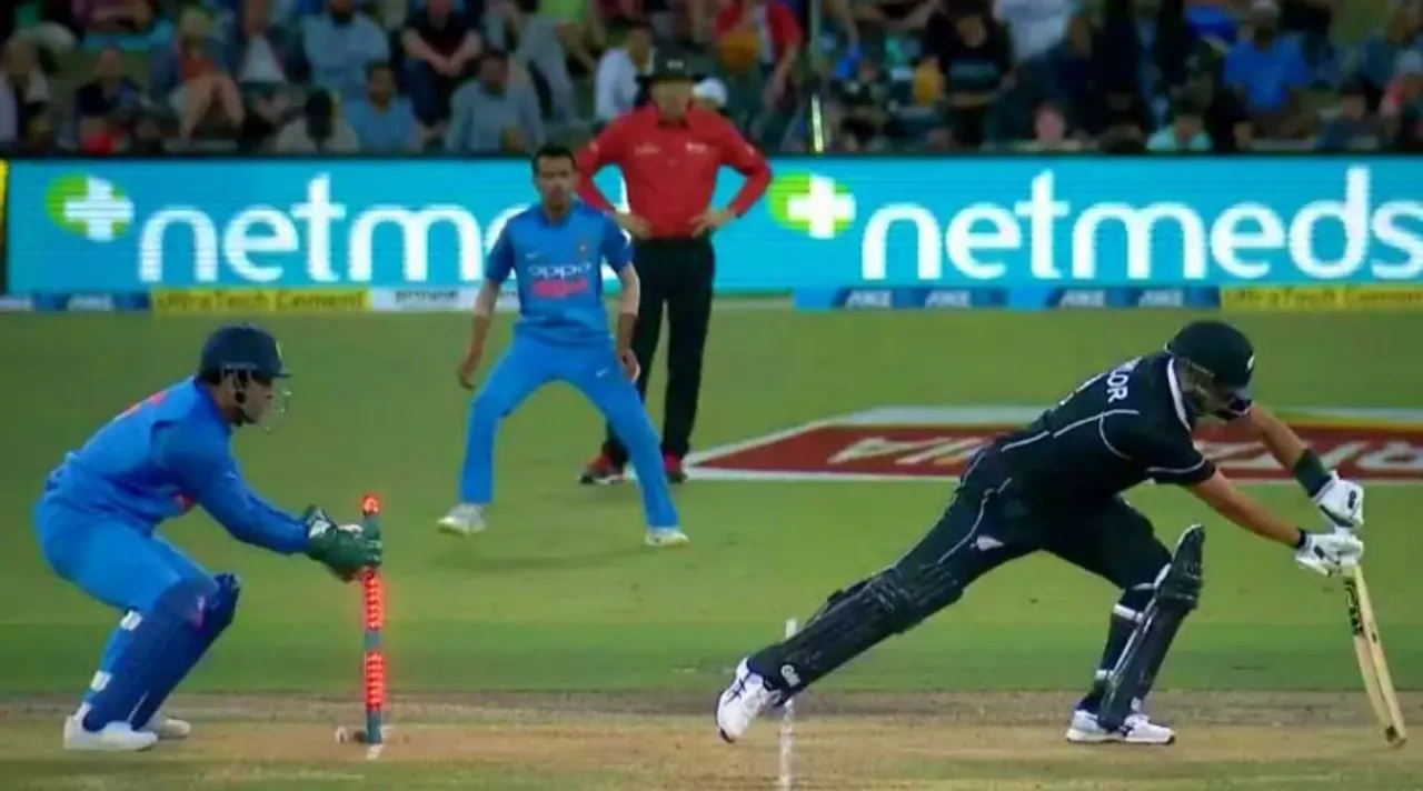 MS Dhoni runs James Neesham out