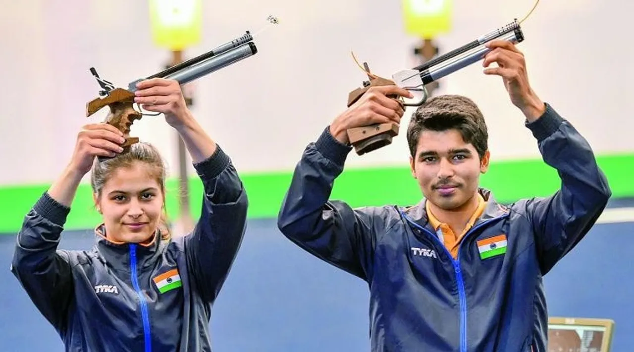 Manu Bhaker, Saurabh Chaudhary smash world record enroute mixed team gold