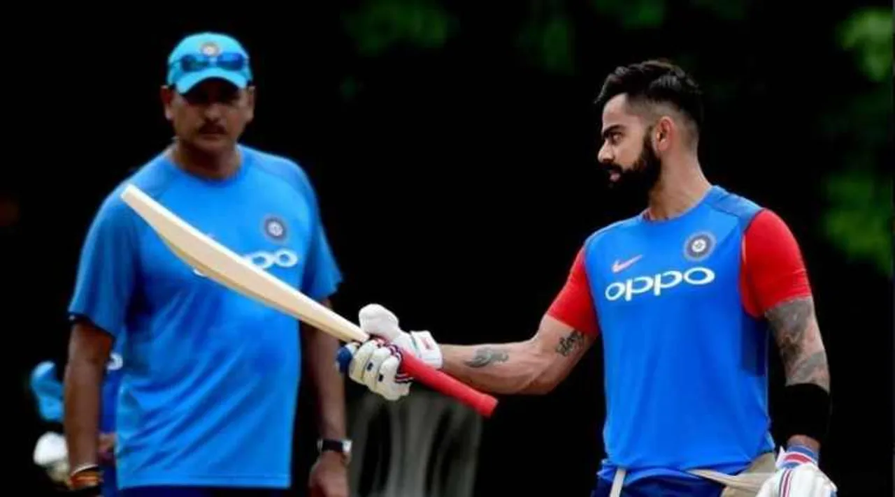 Virat Kohli with coach Ravi Shastri