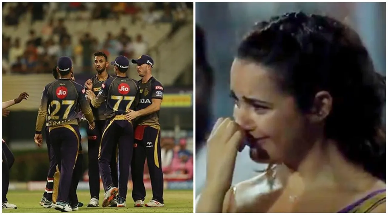 KKR cheerleader breaks into tear after loss against Royals