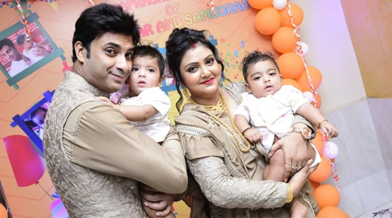 Rice ceremony of Samrat and Moyna Mukherjee twins