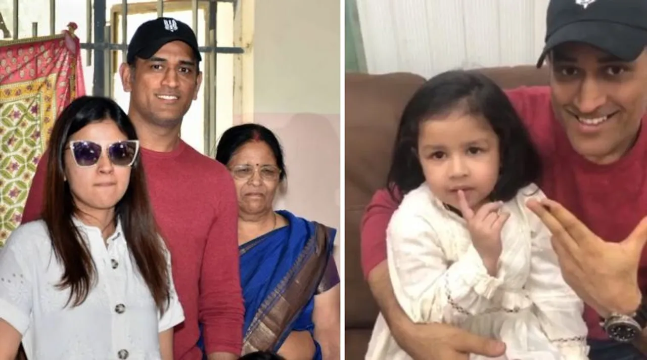 MS Dhoni posts video of daughter Ziva asking people to vote like her parents..