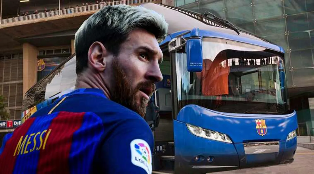 Barcelona's Bus Left Anfield Without Lionel Messi Last Night