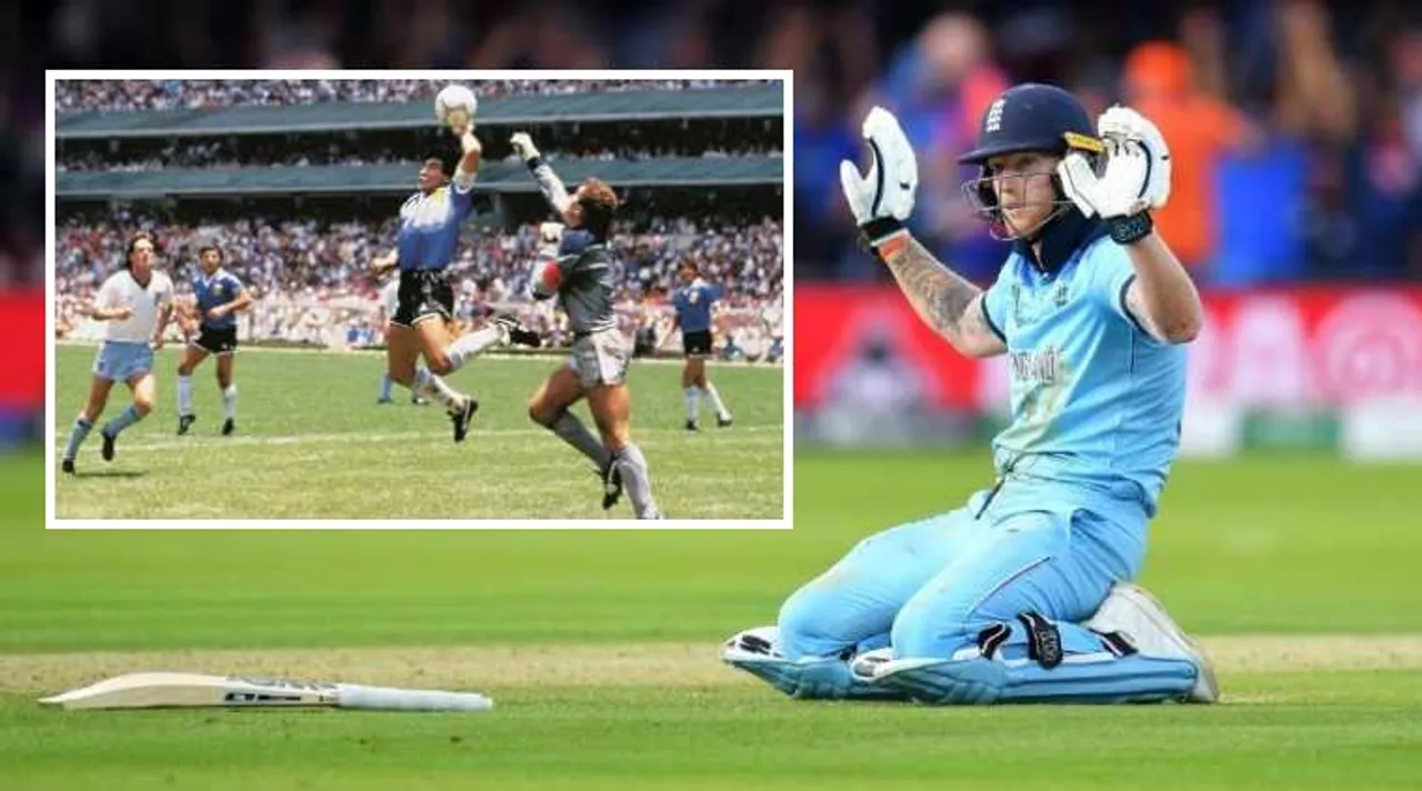 Ben Stokes controversial ‘six’ draws comparison with Maradona’s ‘Hand of God’