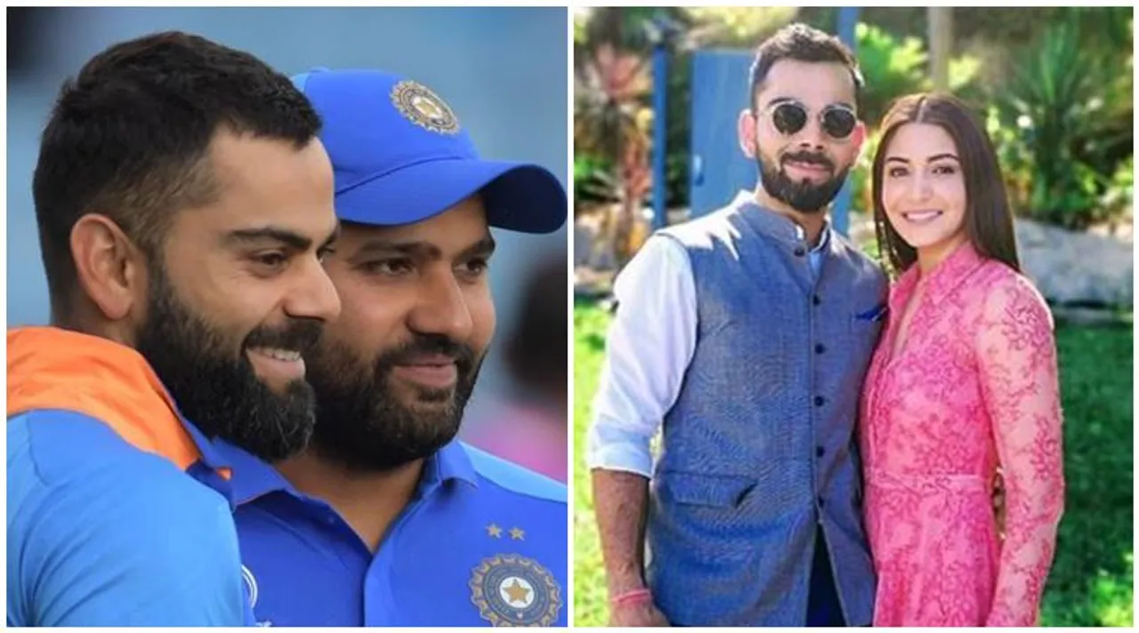virat kohli with rohit and anushka sharma