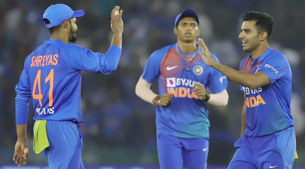 deepak chahar with team mates