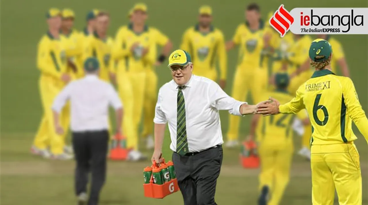 Morrison ran on the field with drinks in his hand: Morrison was earlier also sitting in the commentary box with experts Brendon Julian and Sc