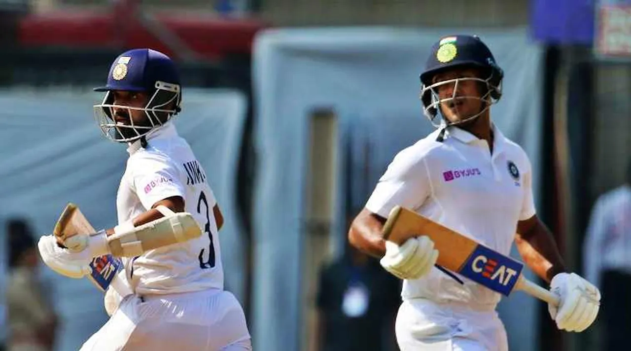 Agarwal and Rahane trying to put big score