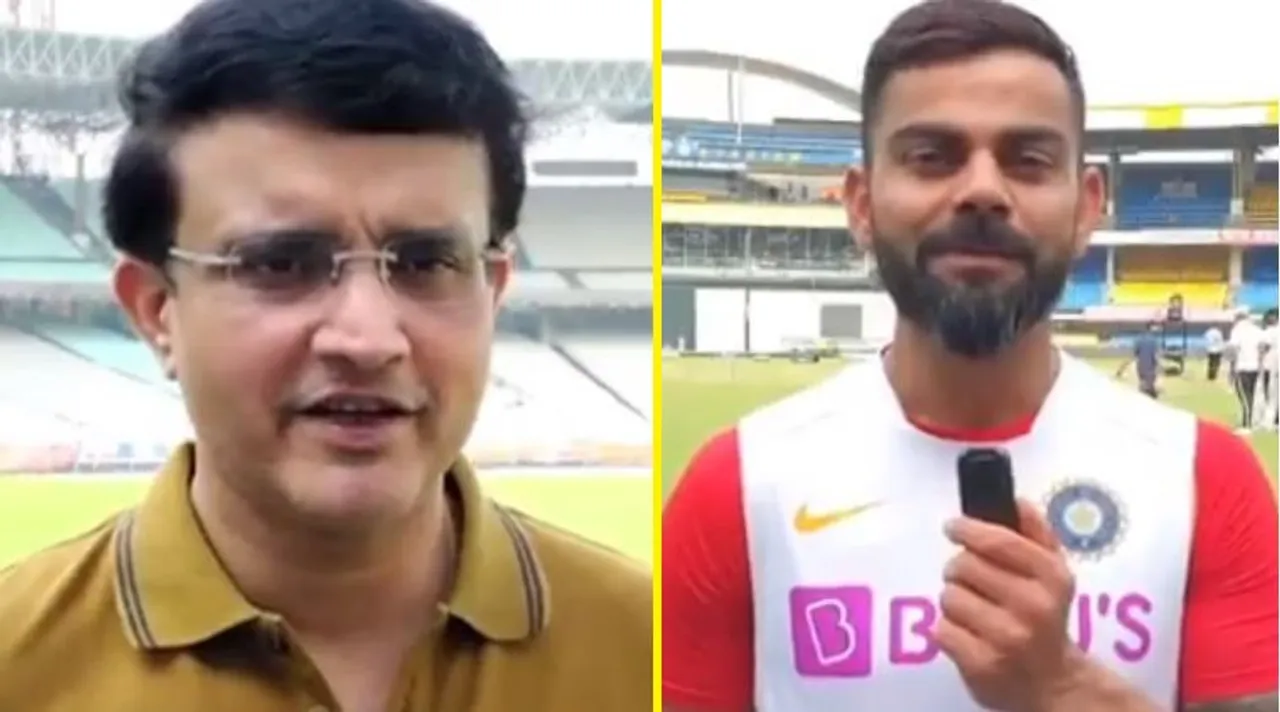 sourav ganguly and virat kohli on eden pink ball test