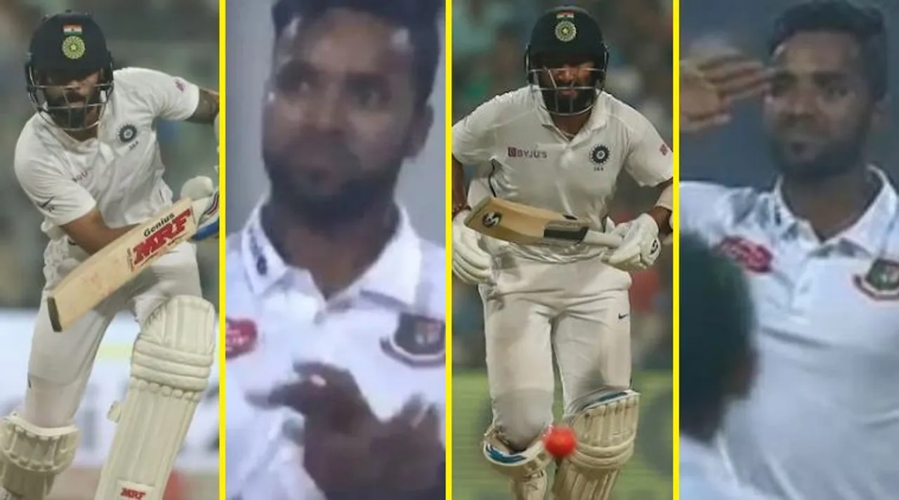 ebadot Hossain Gives Cheteshwar Pujara Salute and applause to virat kohli