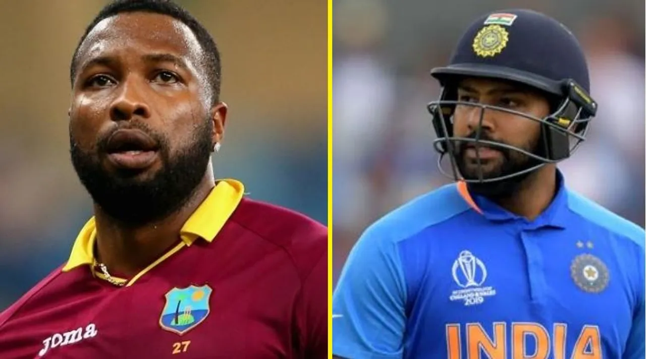 Rohit Sharma throws Kieron Pollard luggage from running car