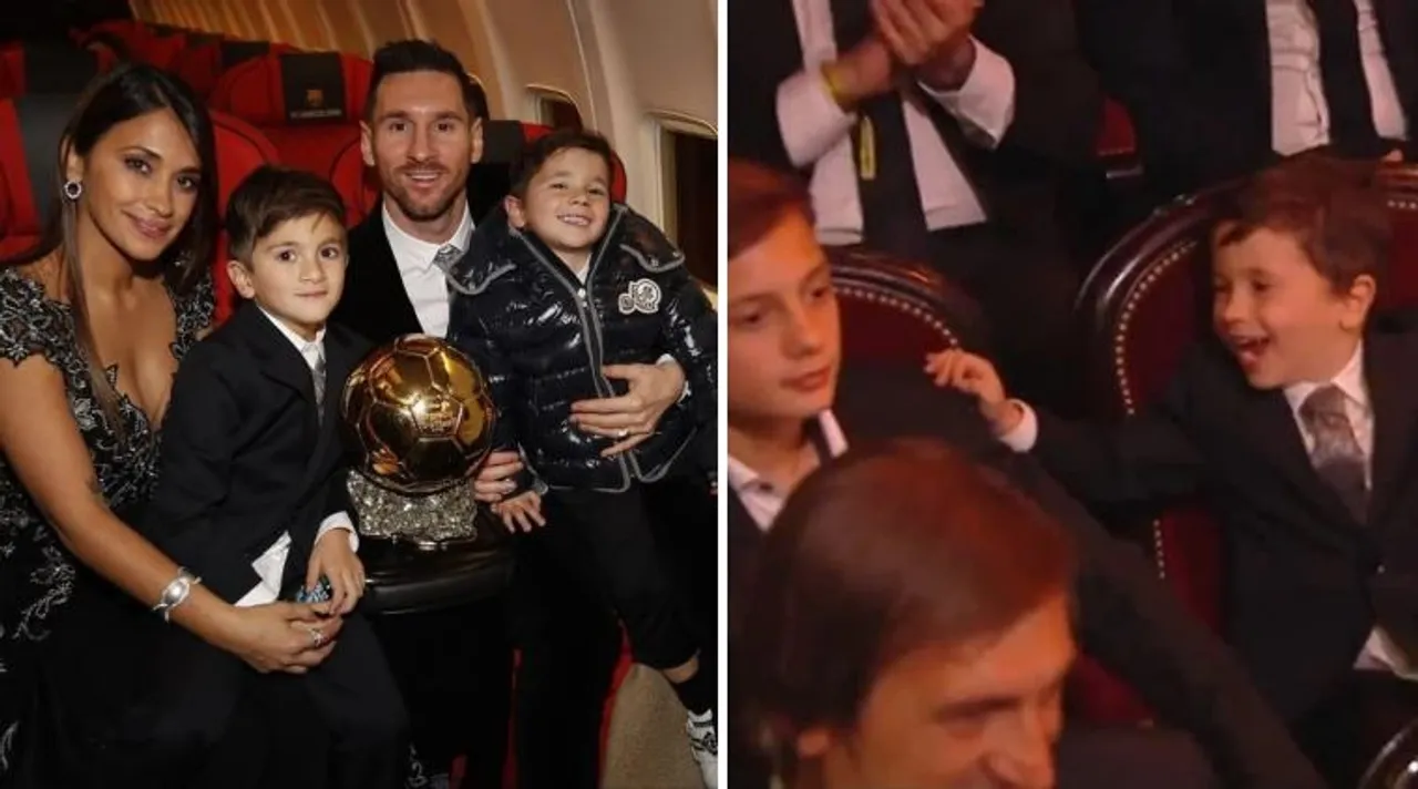 Mateo Messi’s reaction after father Lionel Messi receives his sixth Ballon D’or
