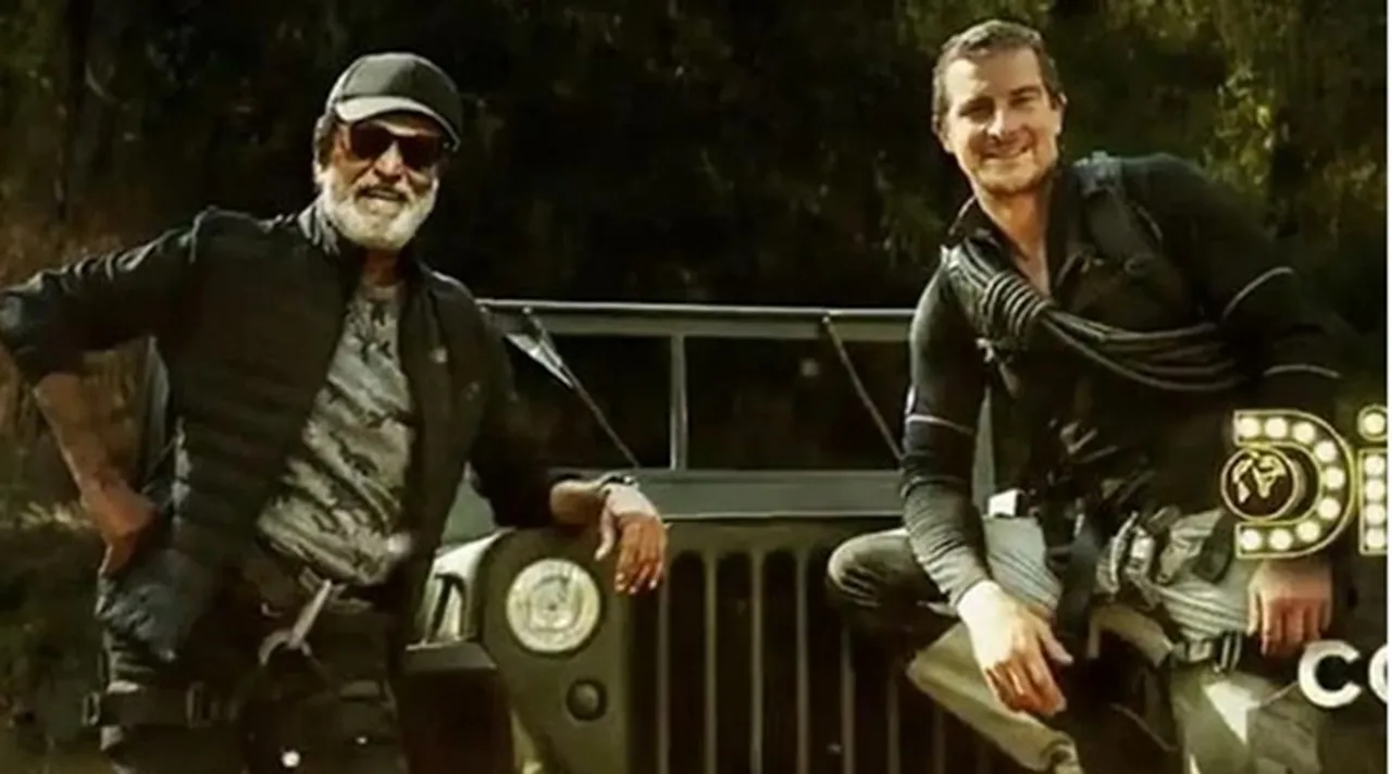Thalaiva Rajinikanth in Discovery channel show Into The Wild With Bear Grylls