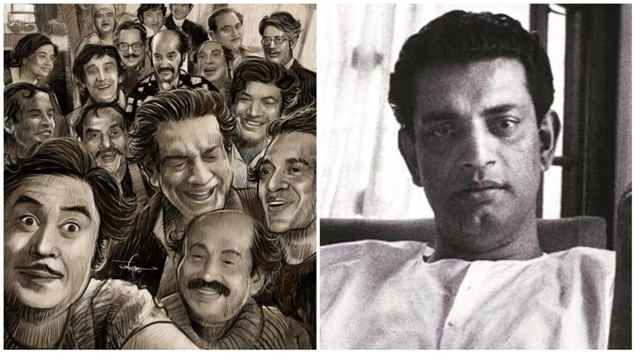 Late actors of Ray's World taking Birthday selfie an artwork tribute to Satyajit Ray by Aniket Mitra