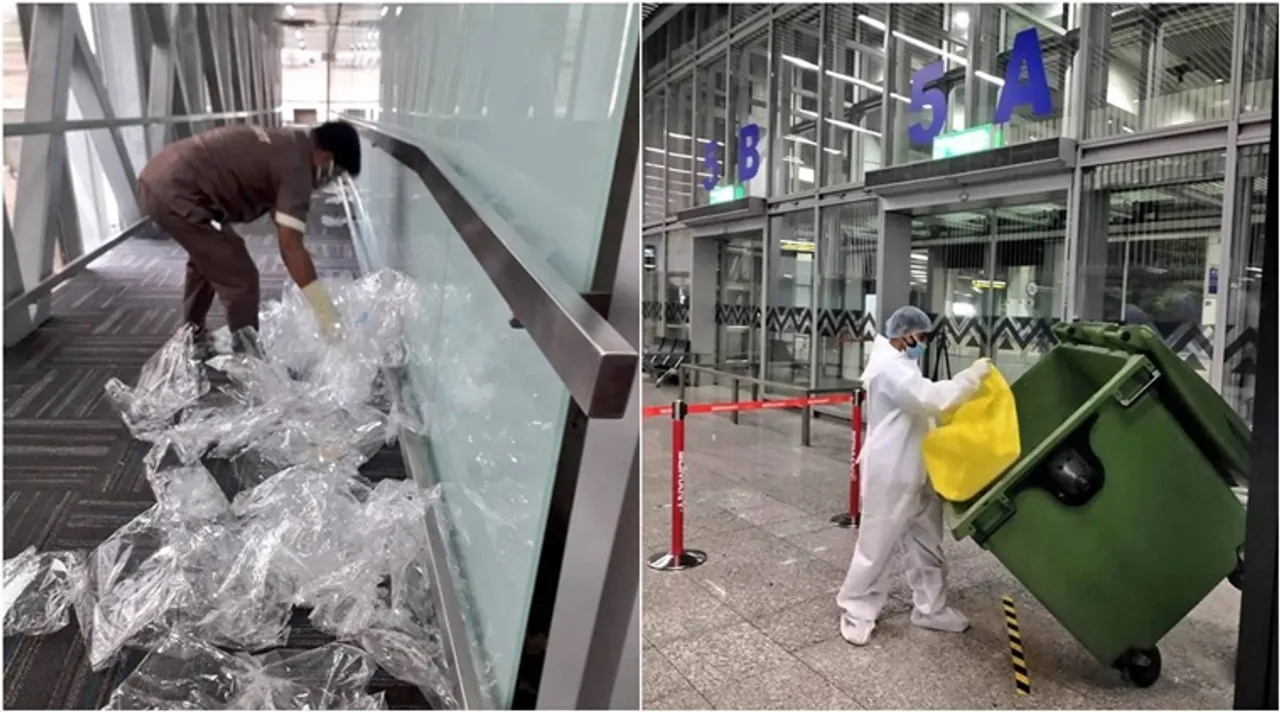 Kolkata airport, special bins for passengers