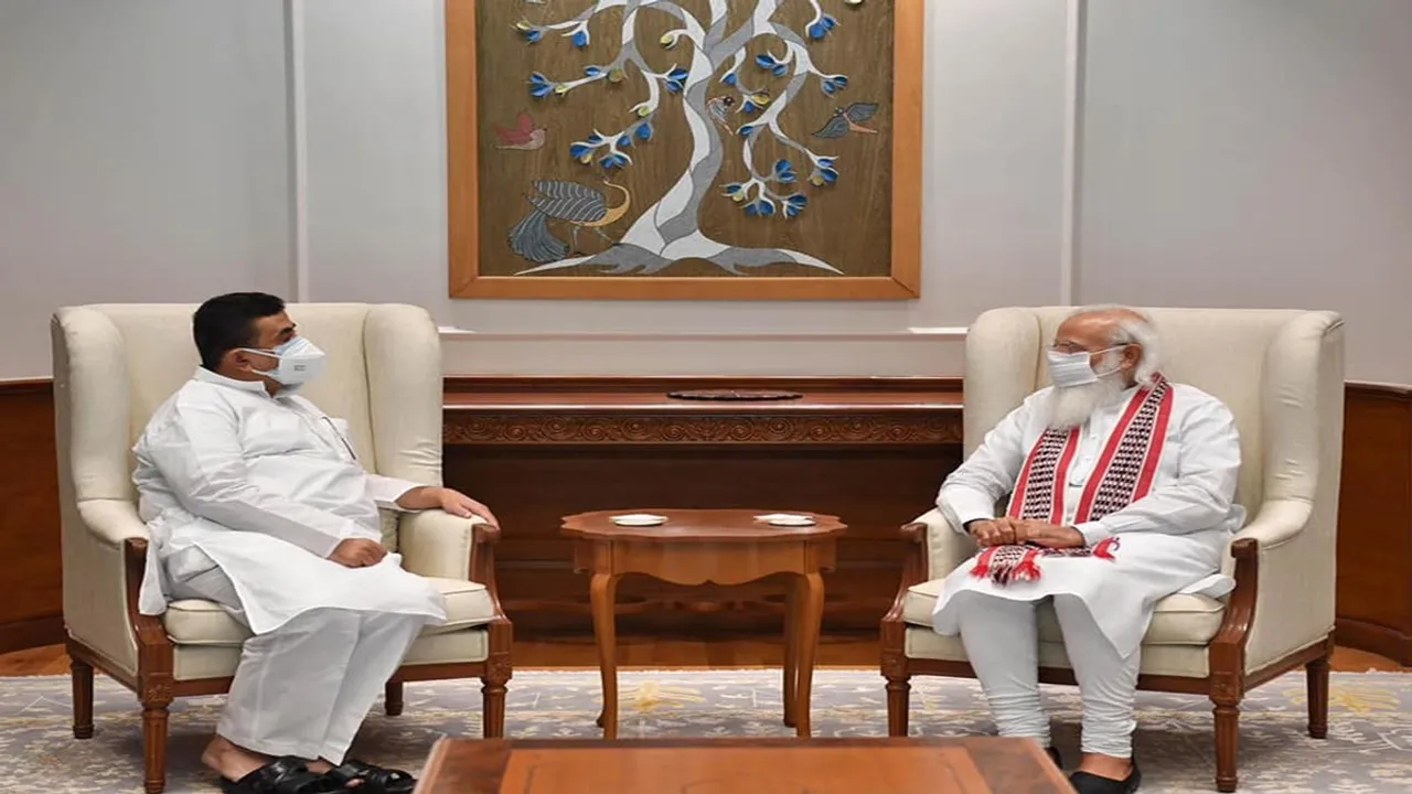 modi meeting with suvendu adhikari after bengal poll lose