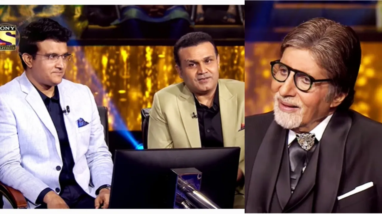 Virender Sehwag, Amitabh Bachchan, Sourav Ganguly, KBC13, কৌন বনেগা ক্রোড়পতি, অমিতাভ বচ্চন, বীরেন্দ্র শেওয়াগ, সৌরভ গঙ্গোপাধ্যায়