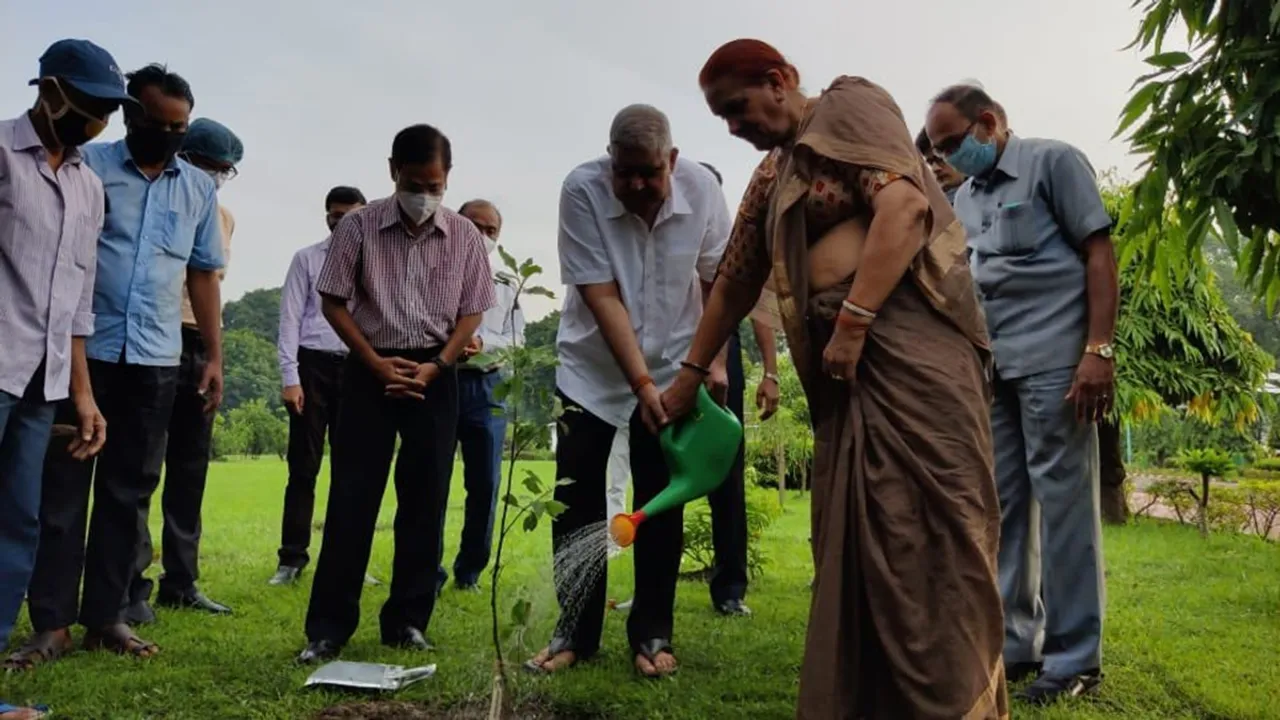 jagdeep dhankhar sudesh dhankhar plants trees in rajbhavan on narendra modis birthday