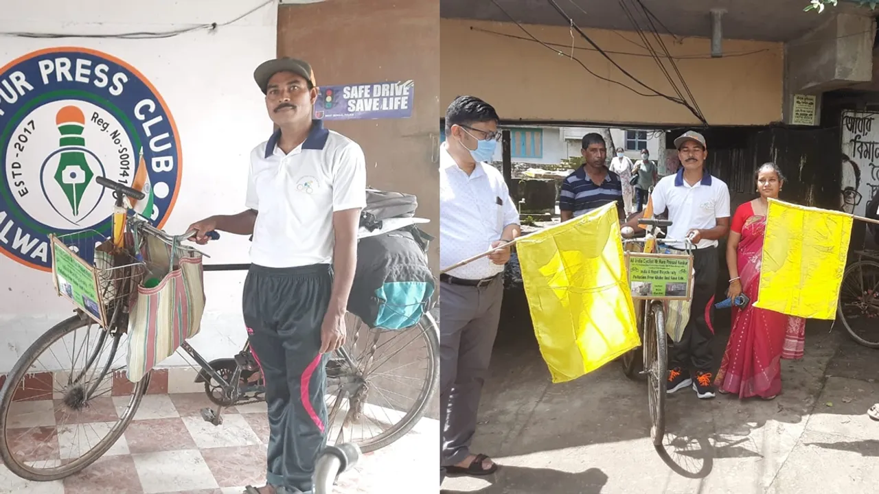 pera teacher Ramaprasad Naskar is going to Nepal by bicycle from Baruipur