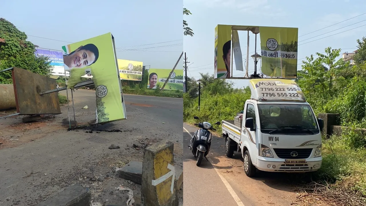 BJP has been accused of vandalized tmc Mamatas posters in Goa