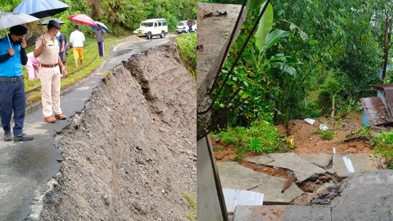 heavy rain flood situation at darjeeling and jalpaiguri north bengal