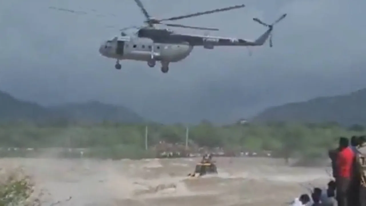 Dramatic rescue in Andhra Pradesh using chopper