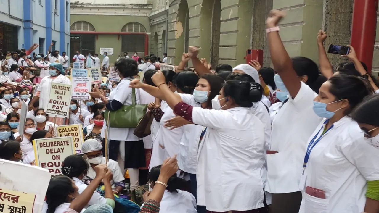 SSKM nurses shown protest at Kolkata
