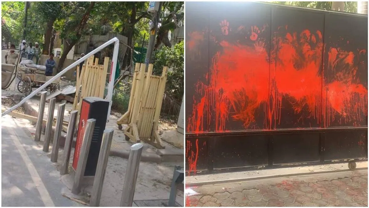 BJP youth wing activists ‘attack’ Kejriwal’s residence, damage CCTV cameras, barriers