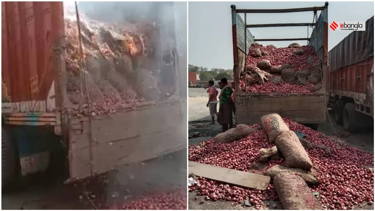 Goons set onion truck on fire after denied money