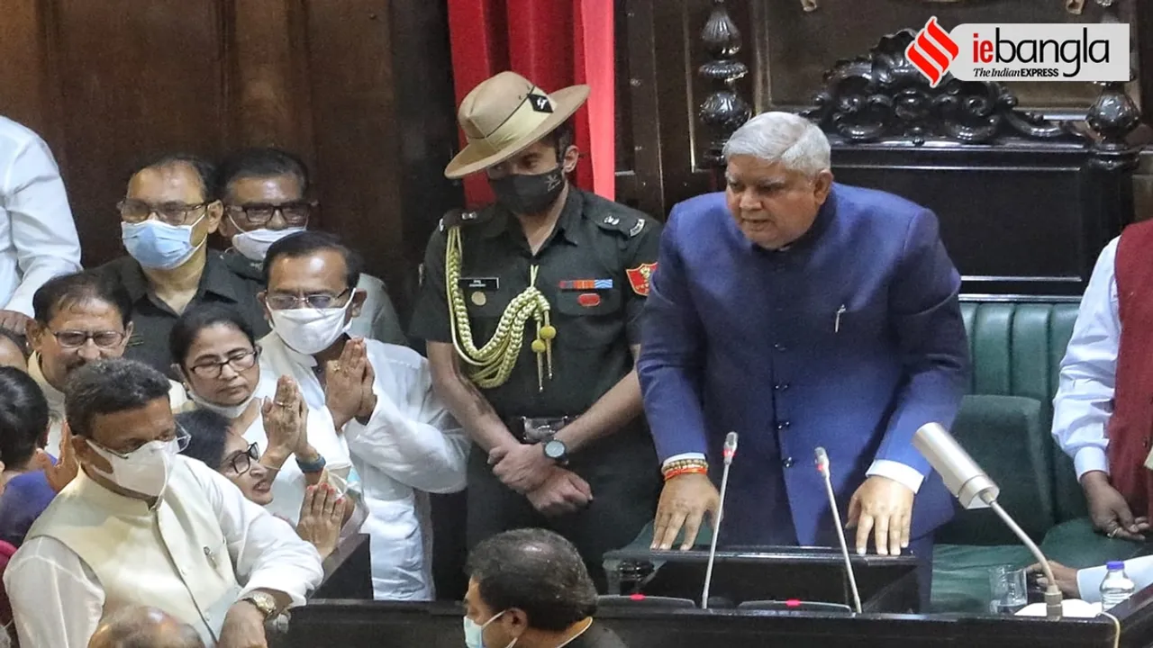 bjp mlas protest infront of dhankar at bengal assambly updates