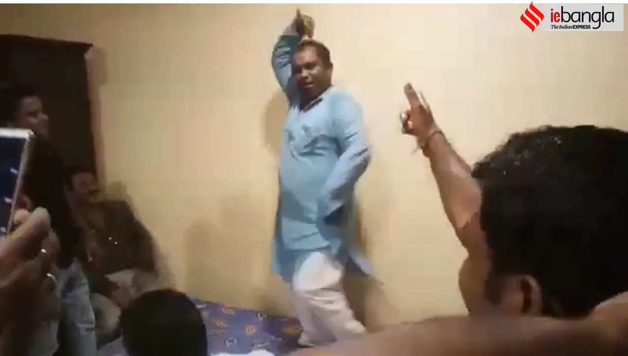banarhat tmc leader nayan dutta dancing on bed viral video