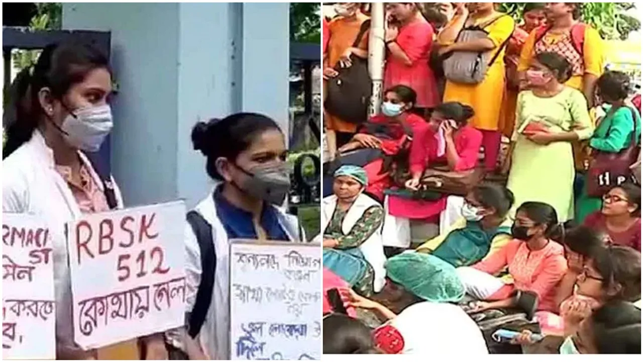 protest Of panelists nurse by demanding job at sastha bhavan saltlake updates
