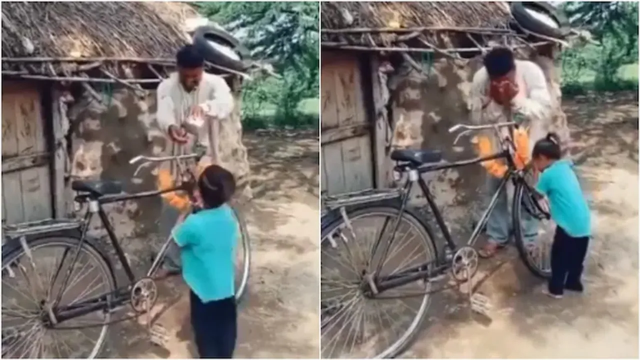 Father and son's priceless reactions