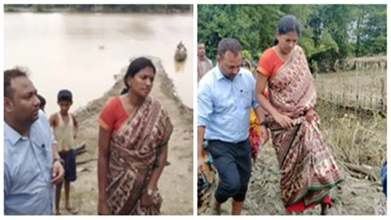 Madam Deputy Commissioner Inspected the flood & erosion affected areas of Chesri GP,