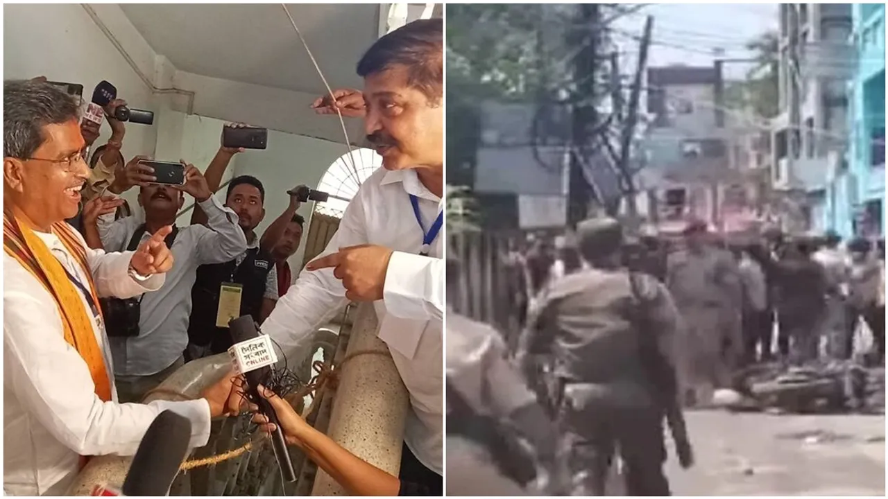 The BJP is accused of attacking the Congress office in Tripura's Agartala