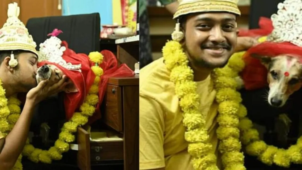 viral photo,Social Media,Facebook,Mangolik Dosh,মাঙ্গলিক দোষ কাটানো,Marriage with Dog