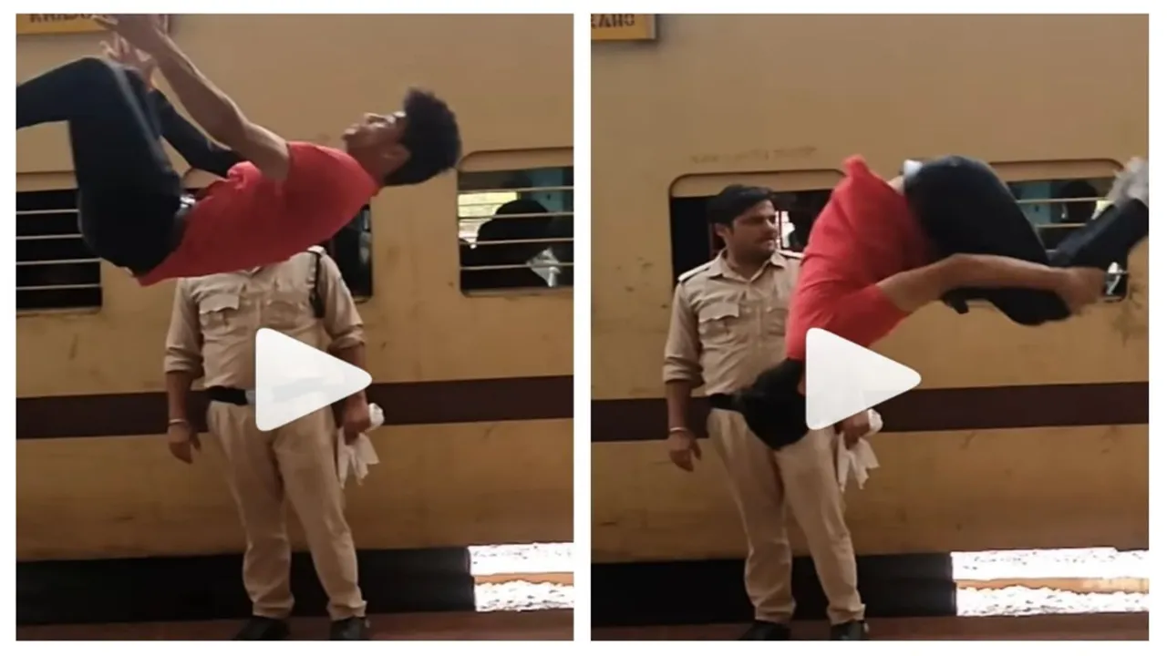 Boy,stunt video,viral stunt,viral video,trending video,instagram trending,trending reel,stunt viral video,Mumbai,Railway station,Stunt