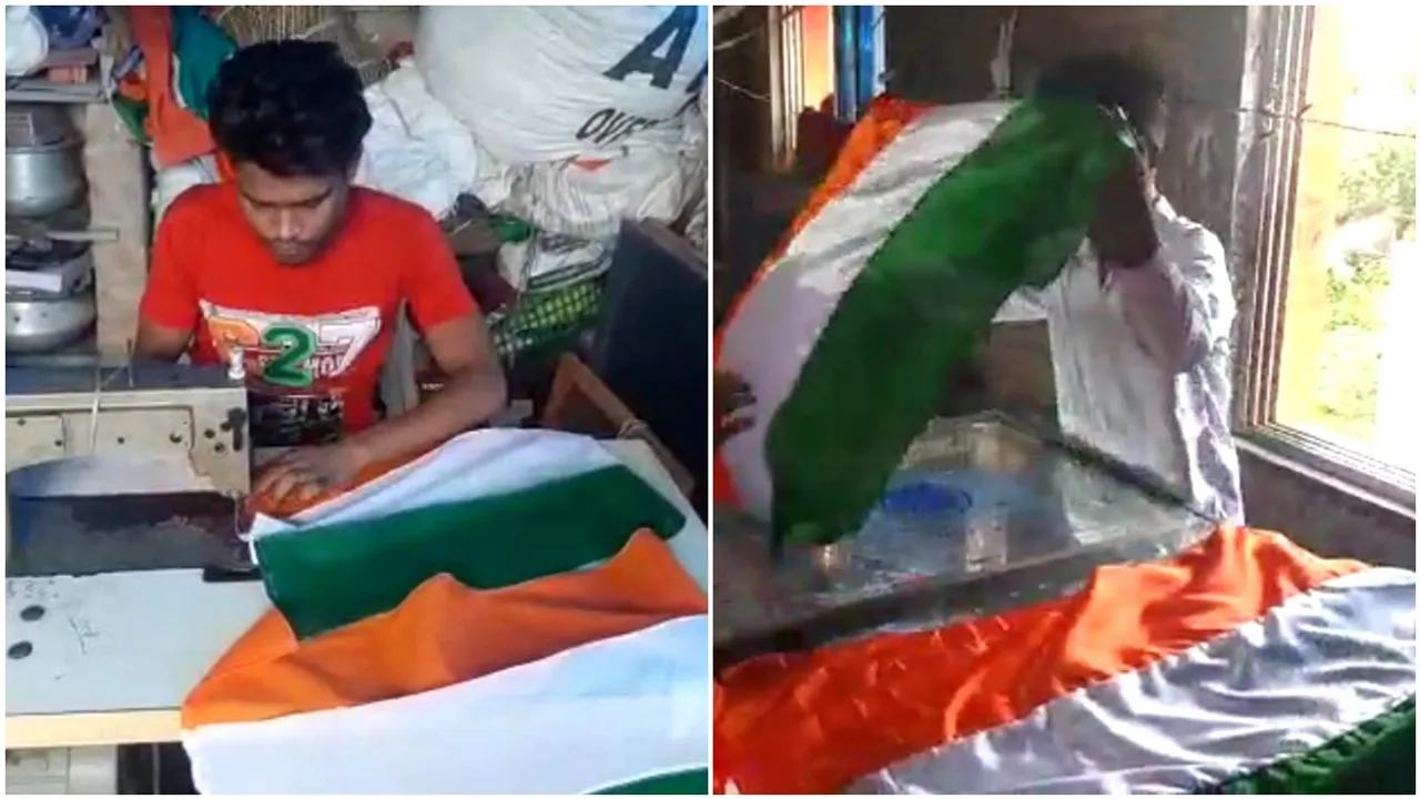 Howrah Unsani Raju Halder is making thousands of national flags