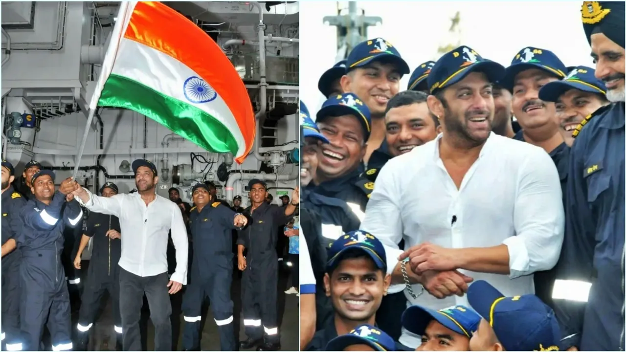 salman Khan, Salman Khan visits Indian Navy, Salman Indian Navy, INS Vishakhapatnam, সলমন খান, জওয়ানদের সঙ্গে সলমন খান, বিশাখাপত্তনম, আইএনএস বিশাখাপত্তনম, Indian Express entertainment news, Bengali news today