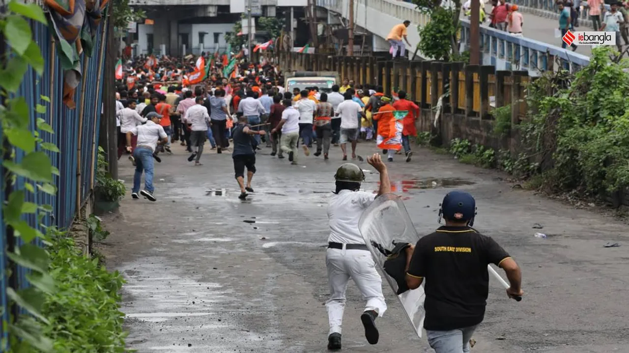 Nabanna Abhijan, BJP,BJP,Police,Nabanna Abhijan,Second Hooghly Bridge,Howrah, বিজেপি, নবান্ন অভিযান, বিজেপির নবান্ন অভিযান, হাওড়া ব্রিজ, দ্বিতীয় হুগলি সেতু, দিলীপ ঘোষ, সুকান্ত মজুমদার, শুভেন্দু অধিকারী, বিজেপি