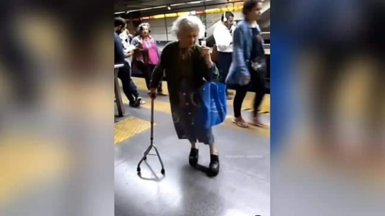 Grandma dancing at the station as if there is no one around, viral