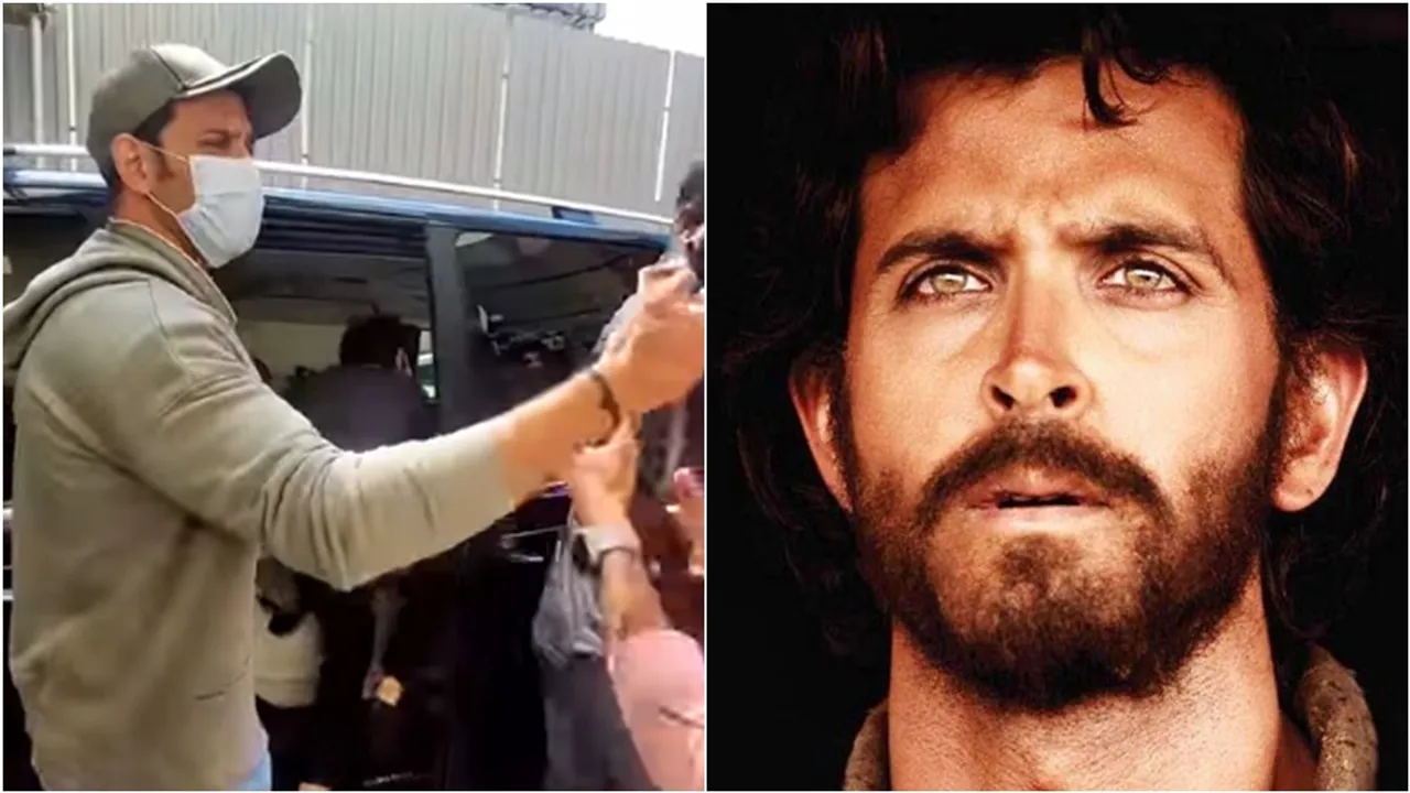 hrithik roshan angry on fan after he pushes his son