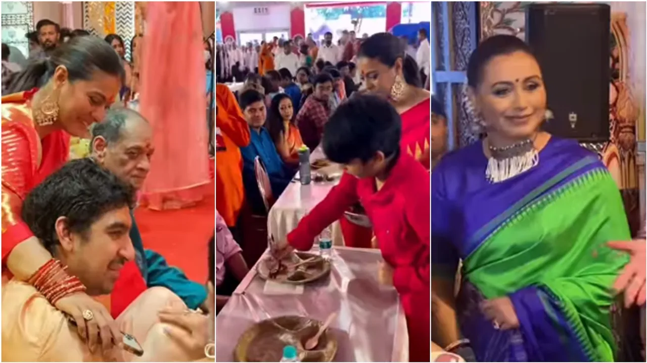 mukherjee house puja kajal ayan rani at the pandal